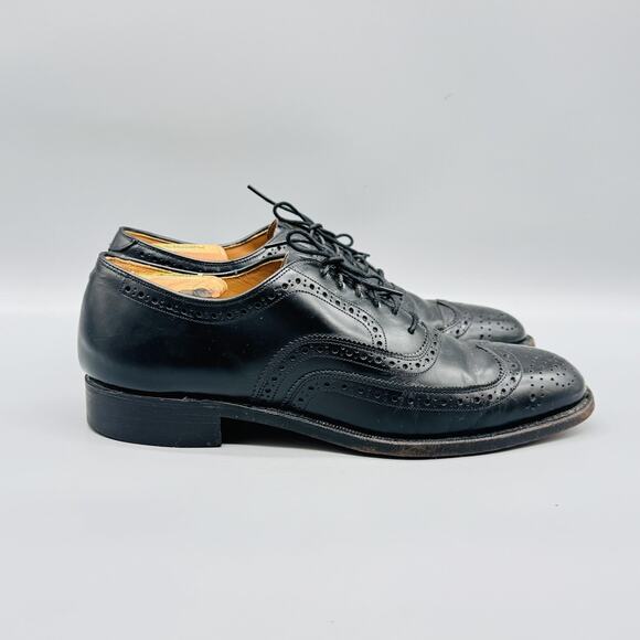 Johnston & Murphy Shoes Mens 8.5 Black Leather Wingtip Oxford USA Brogue main image 5